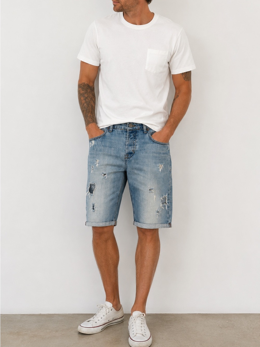 Diesel Industry Distressed Denim Shorts Men’s 32 Light Wash Y2K Destroyed Shorts